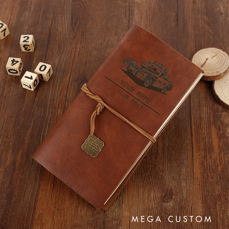Personalized Retro Police Leather Journal Custom Notebook with Engraved Police Car Design Notebook Gift for Police Officer