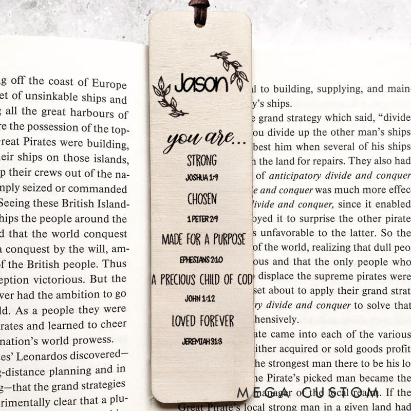 Personalized Wood Cross Engraved with Scripture and Custom Name Christmas Gift Faith Gift Bible Quote Bookmark Unique Gifts for Religious
