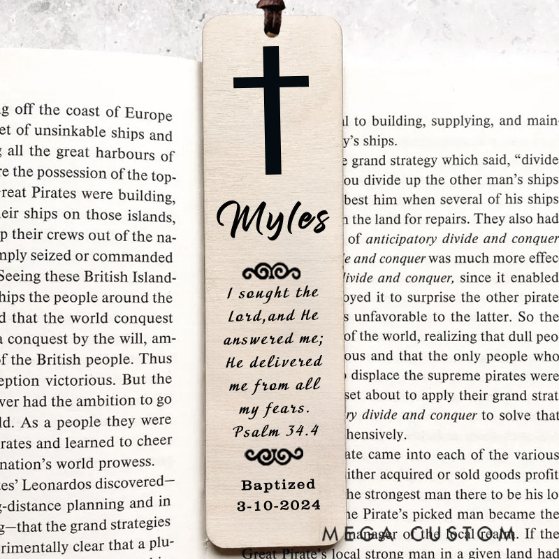 Personalized Wood Cross Engraved with Scripture and Custom Name First Communion Baptism Gift Bible Quote Bookmark Unique Gifts for Religious