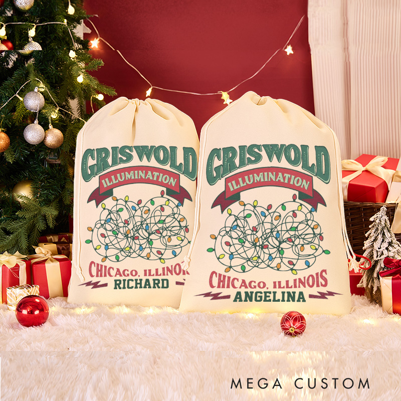 Personalized Illumination Funny White Santa Sack Christmas Gift Bag Movie Lover Xmas Gift Bags Christmas Party Supplies Favors