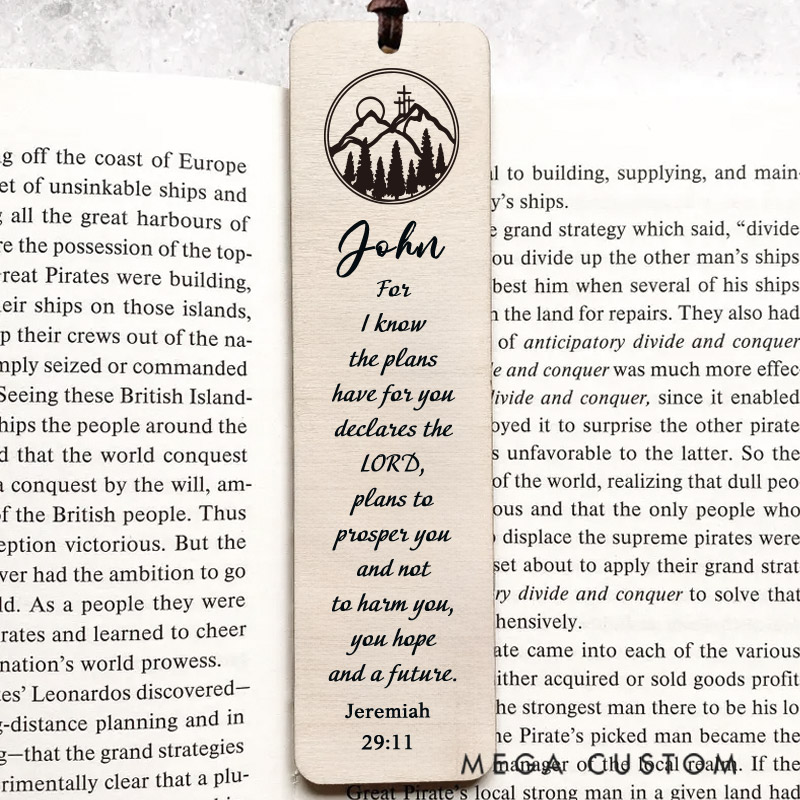 Personalized Wood Jeremiah 29:11 Bookmark Engraved with Scripture Christmas Gift Faith Gift Bible Quote Bookmark Unique Gifts for Religious