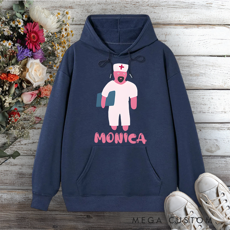 Personalized Hoodies for Nurse Pink Nurse Character Caring and Fun Design Hoodies International Nurse Day Gift