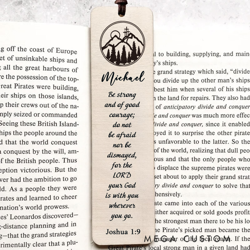 Personalized Wood Joshua 1:9 Bookmark Engraved with Scripture Christmas Gift Faith Gift Bible Quote Bookmark Unique Gifts for Religious