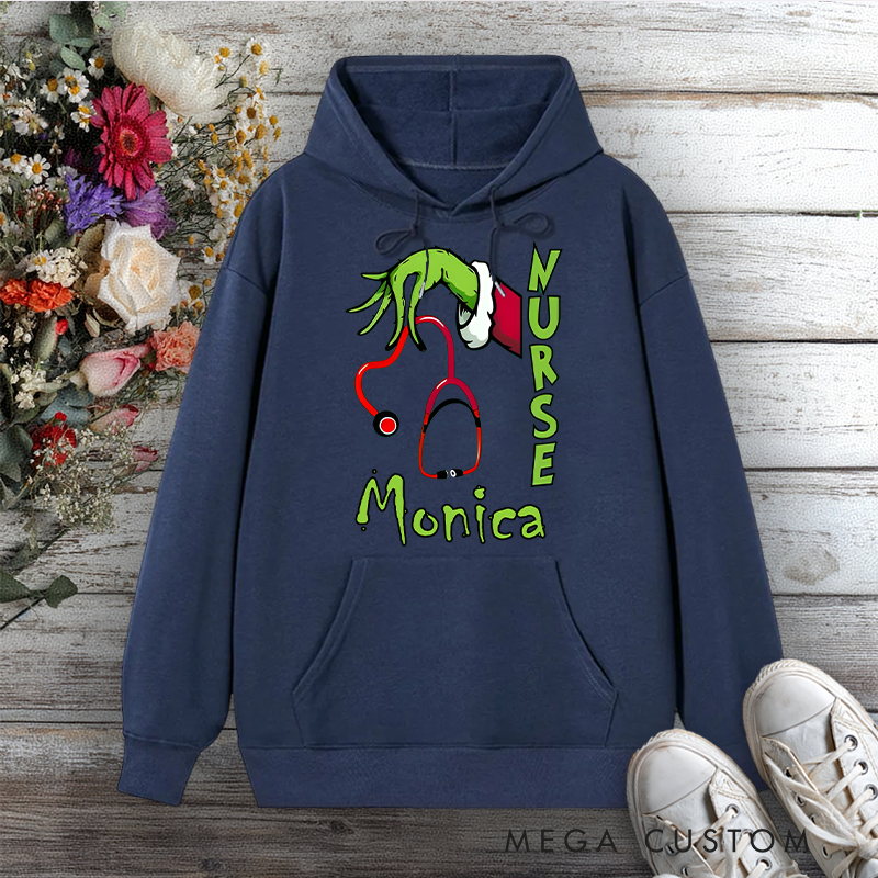 Personalized Hoodies for Nurse Grinch Nurse Holiday Care Design Hoodies International Nurse Day Gift