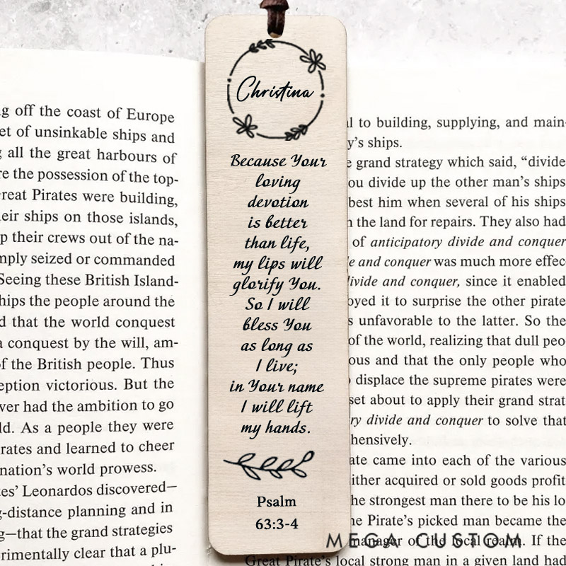 Personalized Wood Devotion Bible Verse Bookmark Engraved with Scripture and Custom Name Christian Gifts for Women Unique Gifts for Religious