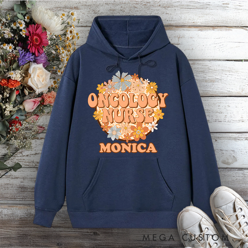 Personalized Hoodies for Nurse Oncology Nurse Compassion in Bloom Design Hoodies International Nurse Day Gift