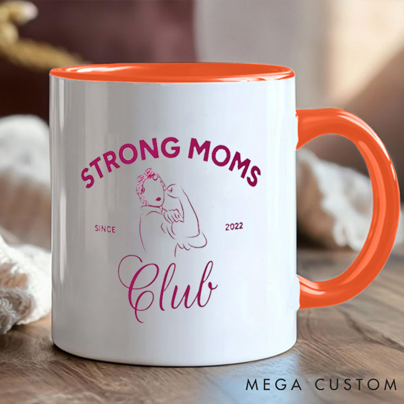 Personalized Strong Moms Club Mug with Celebrating Motherhood and Strength Gift Motivational Coffee Cup for Fitness Enthusiasts Bodybuilders and Gym Lovers