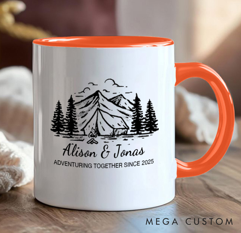 Personalized Adventuring Together Mug Camping Hiking Couple Mug Gift for Outdoors Nature Lovers