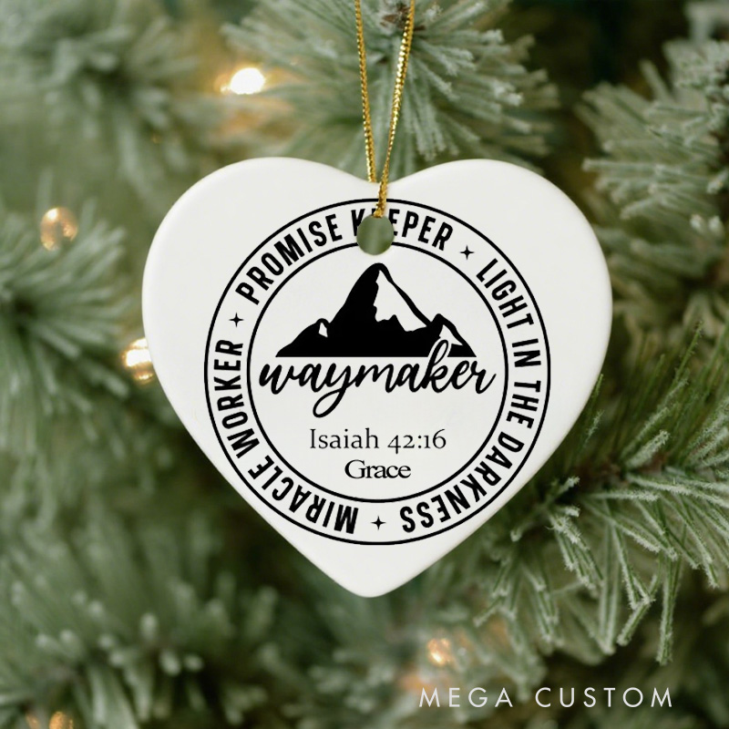Personalized Isaiah 42:16 Mountain Ceramic Ornament with Name Church Christening Religious Gift Bible Verse Gifts 