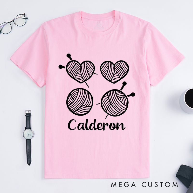 Personalized Knitting Classic T-Shirts Gift for Knitting Lovers Funny Yarn Design Shirt Cute Knitting Tee