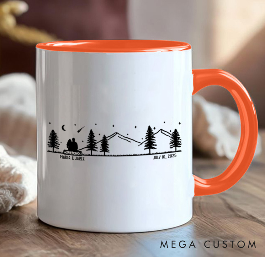 Personalized Couple Stargazing Camp Mug Mountain Hiking Mug Gift for Outdoors Nature Lovers