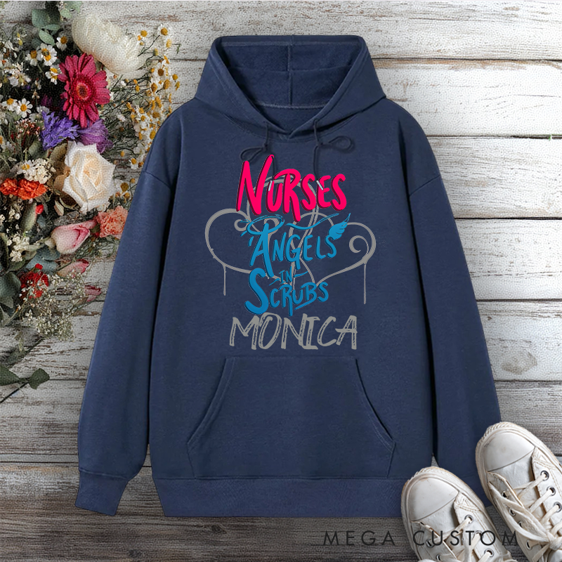 Personalized Hoodies for Nurse Angels in Scrubs Design Hoodies International Nurse Day Gift