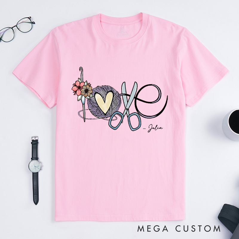 Personalized Love Crochet Classic T-Shirts Funny Crochet T-Shirt Crochet T-Shirt Crochet Hobby Gift Knitting Lover Gift Crochet Shirt Women Gift for Women