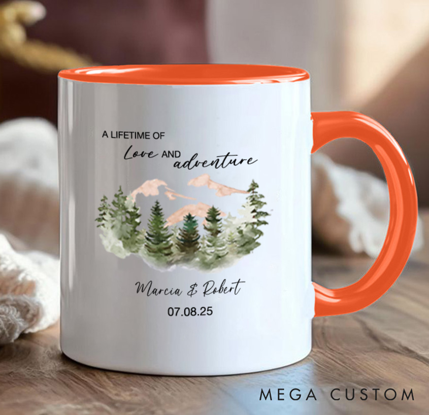 Personalized Mountain Camping Mug Couple Adventure Mountains Hiking Mug Gift for Outdoors Lovers