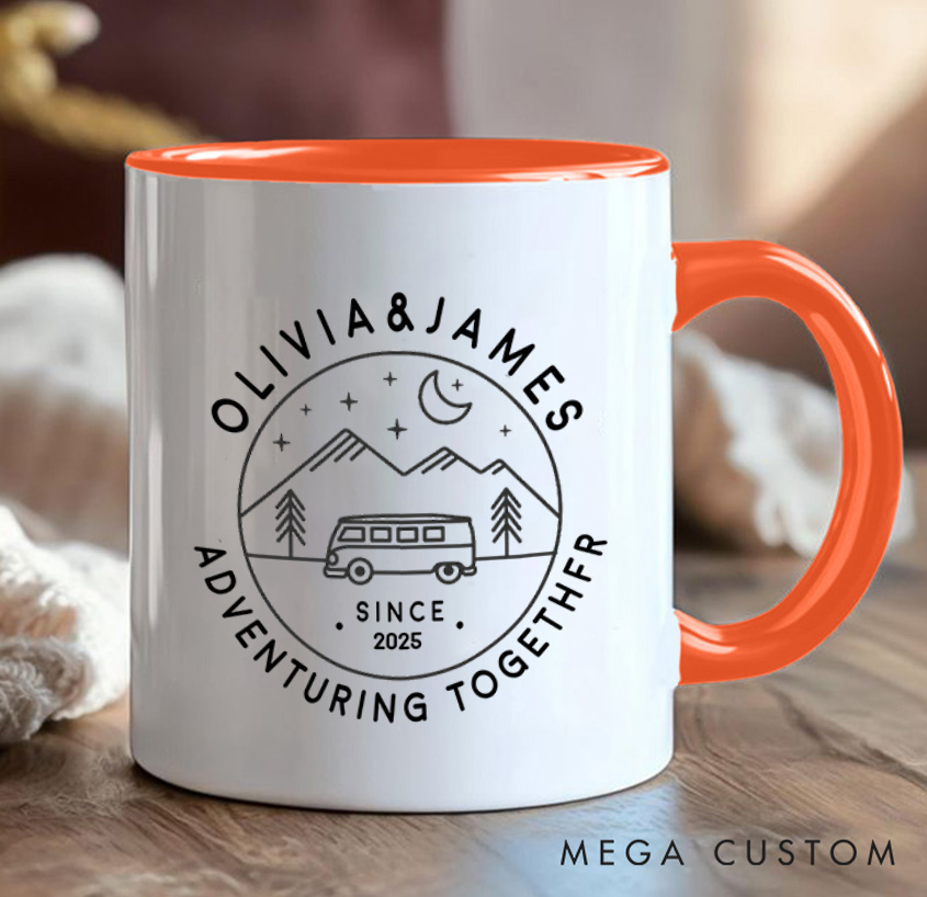Personalized Twilight Mountain Adventuring Together Mug Hiking Camping Cup Gift for Travel Outdoors Lovers