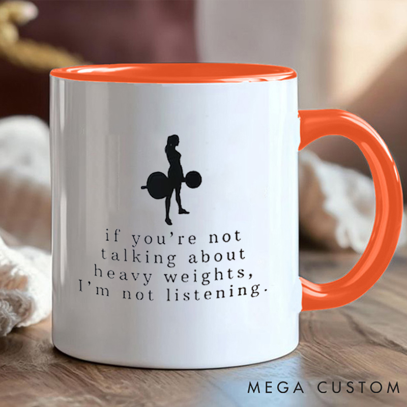 Personalized Heavy Weights Coffee Cup Mug with Funny Gym Quote for Fitness Enthusiasts Bodybuilders and Gym Lovers