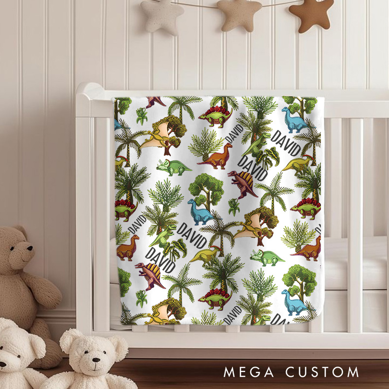 Personalized Tropical Leaves Baby Blanket Highlighting Vibrant Tropical Leaf Patterns Baby Blanket