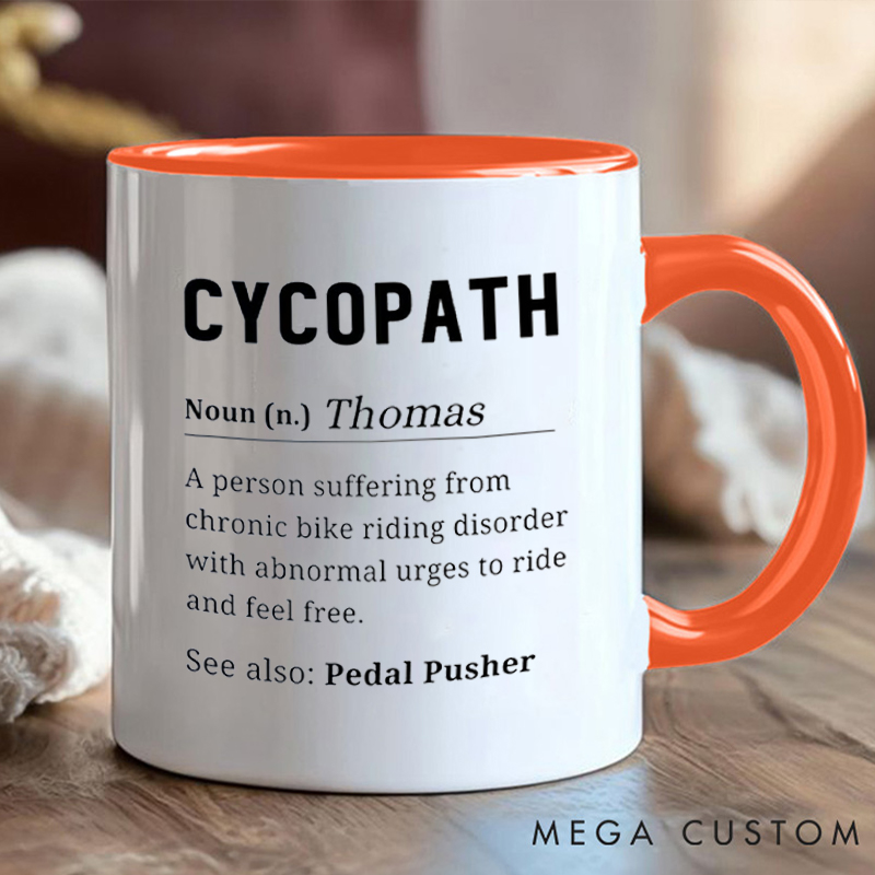 Personalized Cycopath Coffee Cup Mug with Funny Cycling Definition for Outdoor Adventures Riding Cycling Biking Enthusiasts