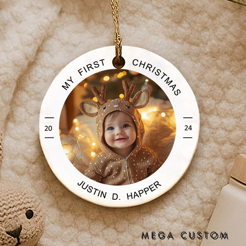 Personalized Baby Photo First Christmas Ornament Funny Baby Gift