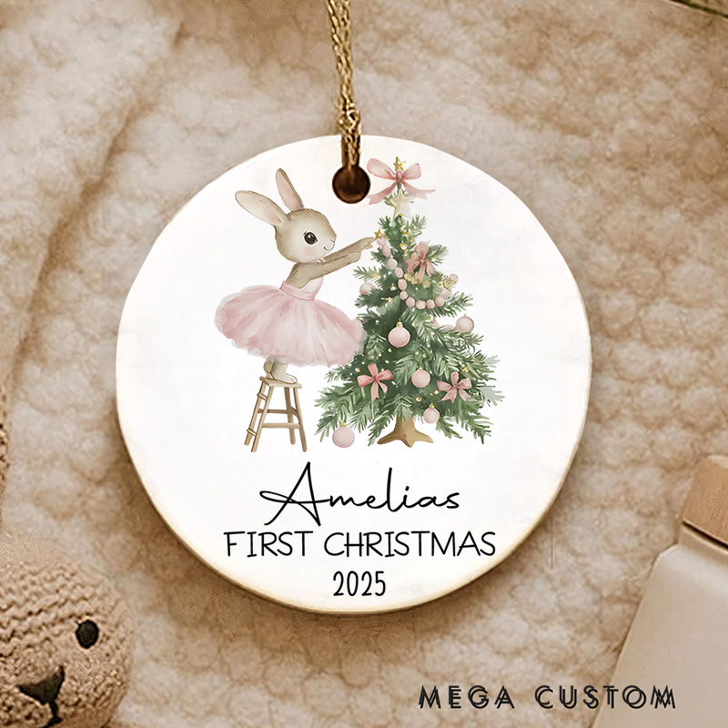 Personalized Ballet Bunny Baby's First Christmas Ornament New Baby Gift