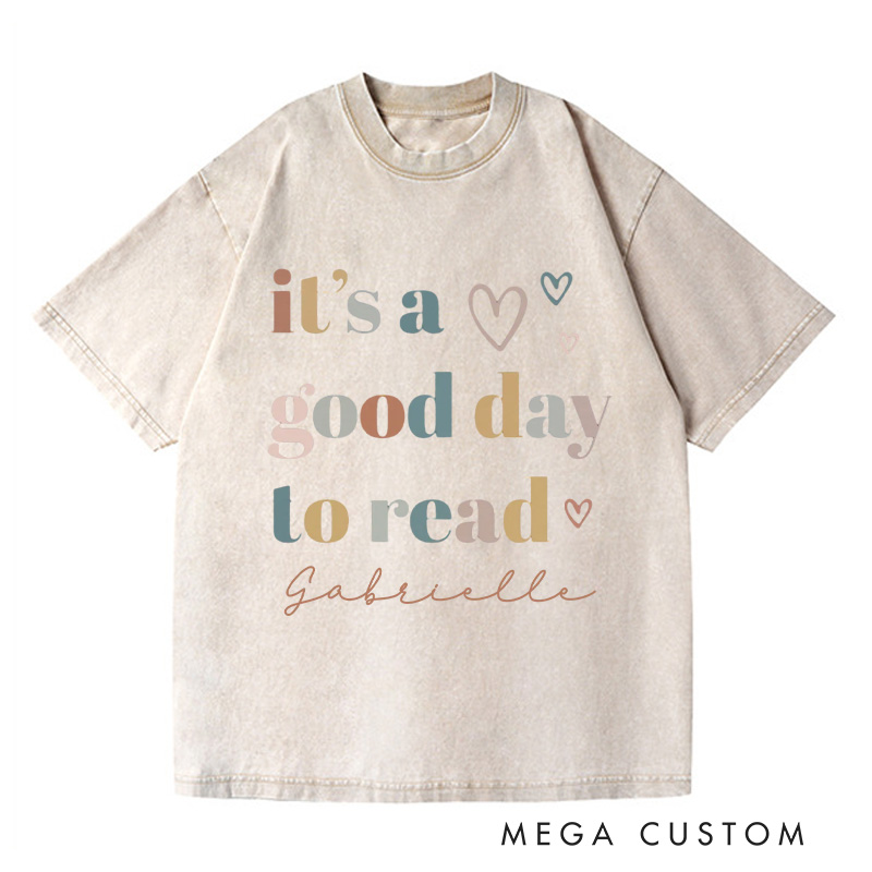 Personalized It's a Good Day to Read Washed T-Shirts Reading Shirt Customized Name Shirt Book Tee Gift for Reader