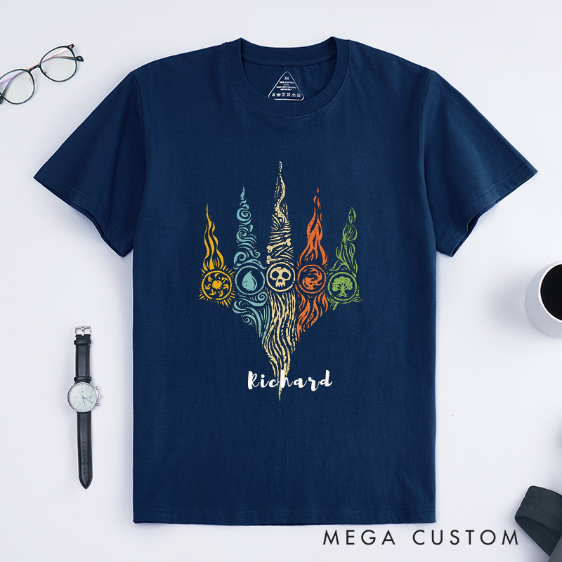 Personalized Elemental Symbol Classic T-Shirts Custom Name Gift  Unique Artistic Graphic Cotton Tee for Fans of Fantasy and Magic Lovers