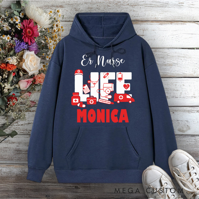 Personalized Hoodies for Nurse ER Nurse Life Design Hoodies International Nurse Day Gift