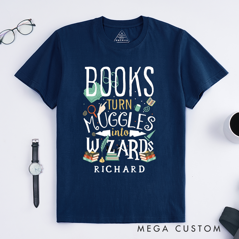 Personalized Books Lovers Classic T Shirts Custom Reading Inspires Creativity Gift for Readers Bookworms Teachers Students Unique Present for Him Her