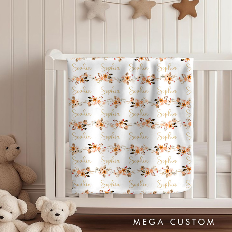 Personalized Daisy Pattern Baby Blanket Featuring Delicate Daisy Illustrations For A Soft Touch Baby Blanket