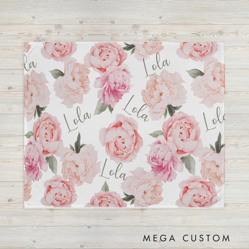 Personalized Rose Pattern Baby Blanket Showcasing Elegant Roses With A Soft And Stylish Look Baby Blanket