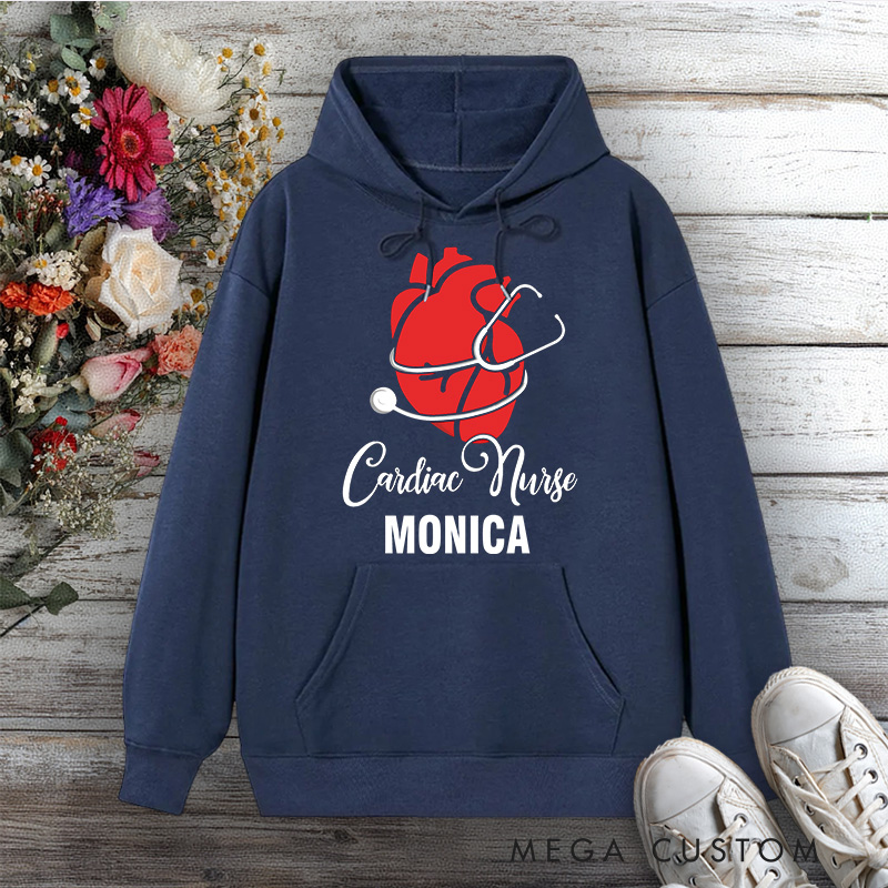 Personalized Hoodies for Nurse Cardiac Nurse Heart of Care Design Hoodies International Nurse Day Gift