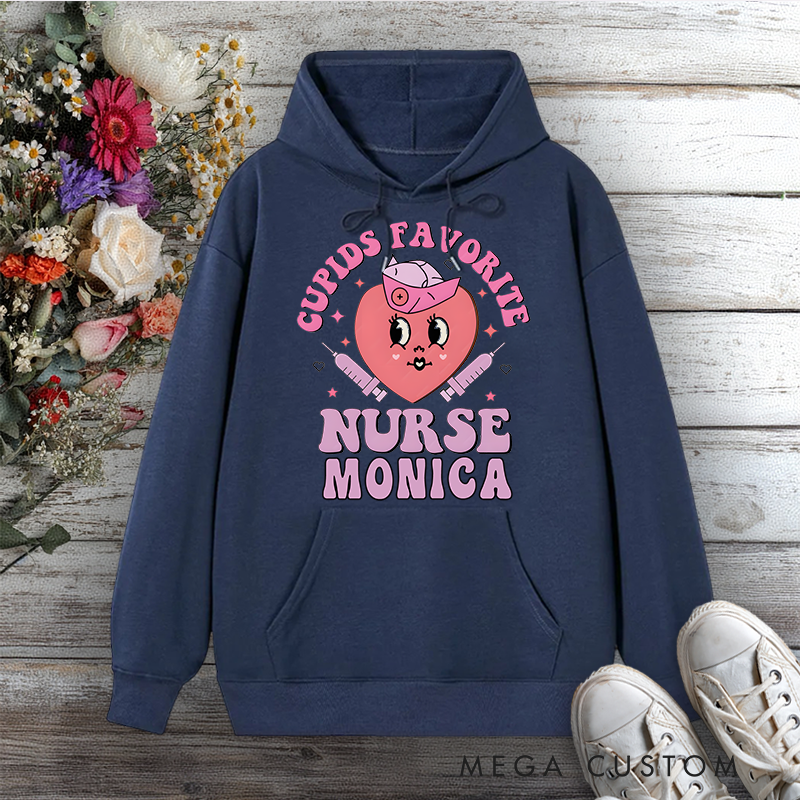 Personalized Hoodies for Nurse Cupid's Favorite Nurse Design Hoodies International Nurse Day Gift