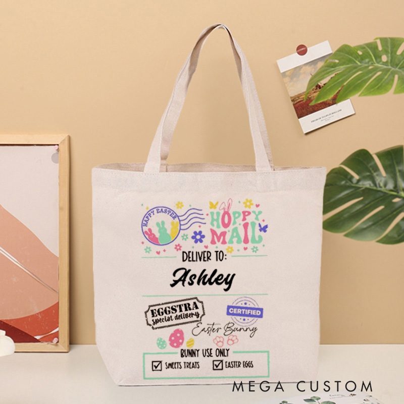 Personalized Easter Bunny with Bible Verse Tote Canvas Bag Christian Graduation and Easter Gift for Her Religious Christian Gifts 