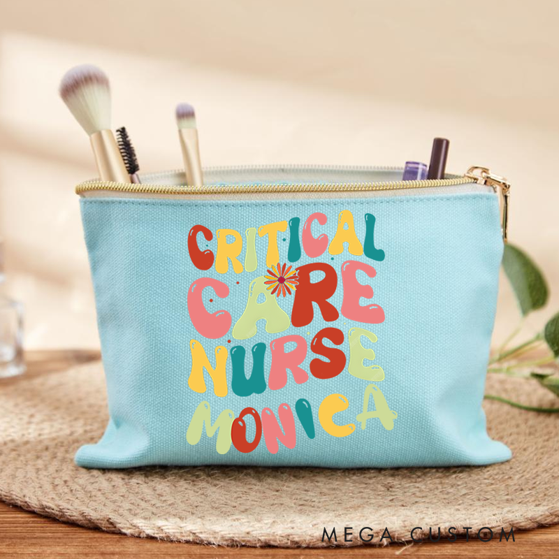Personalized Makeup Bag for Nurse Critical Care Nurse Design Fashion Cosmetic Bag Gift