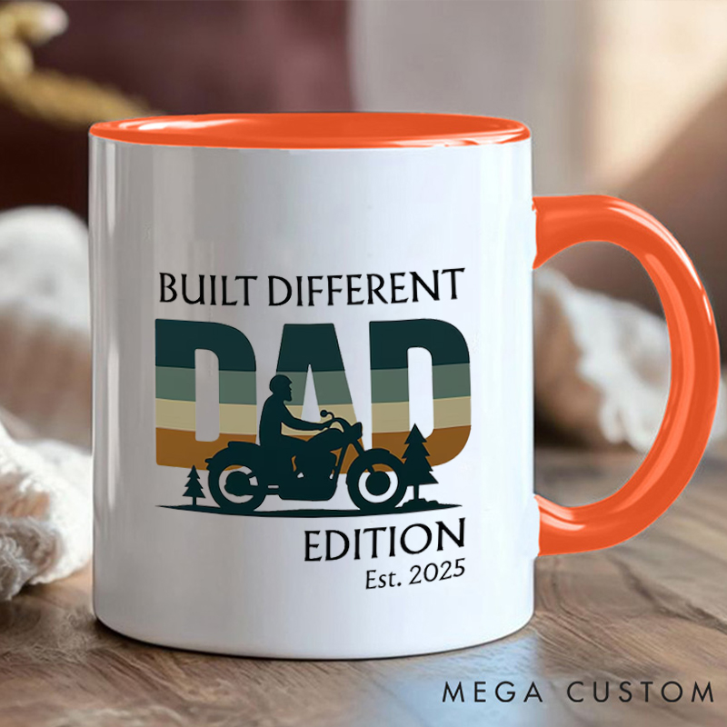 Personalized Dad Edition Ceramic Coffee Cup Mug with Motorcycle for Outdoor Adventures Riding Cycling Biking Enthusiasts