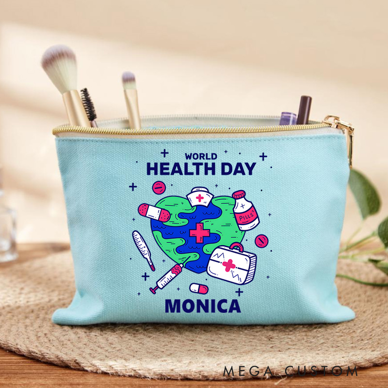 Personalized Makeup Bag for Nurse World Health Day Design Fashion Cosmetic Bag Gift