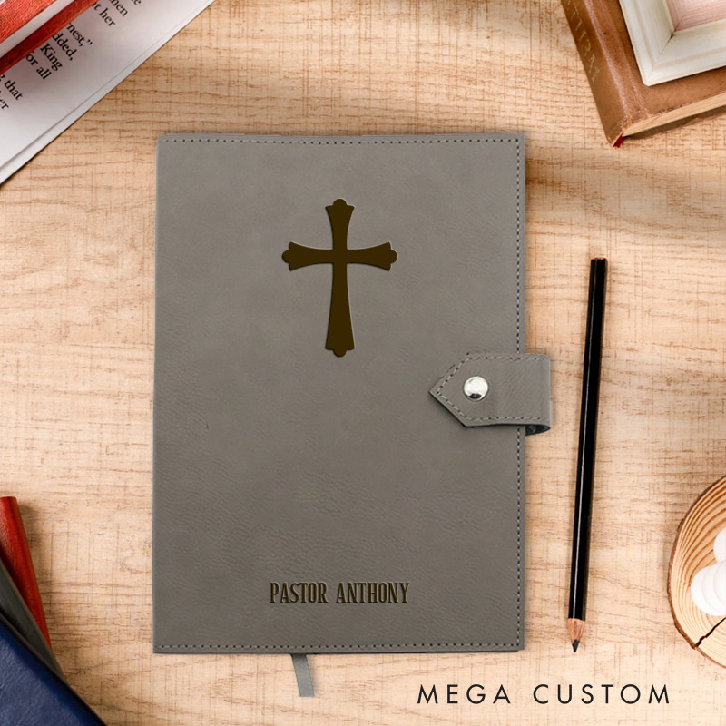Personalized Cross Prayer Journal Leather Notebook with Name Religious Bible Verse Journal Christmas Gift Christian Gift for Women Men Religious Gift