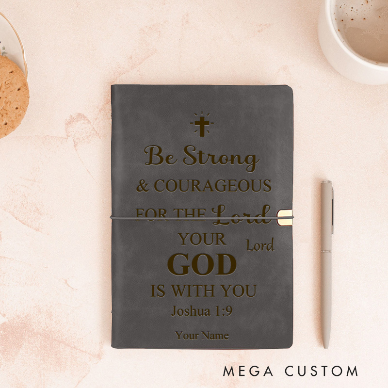 Personalized Joshua 1:9 Prayer Journal Wrap Leather A6 Prayer Bible Notebook with Name Custom Religious Journal Christmas Gift for Christian