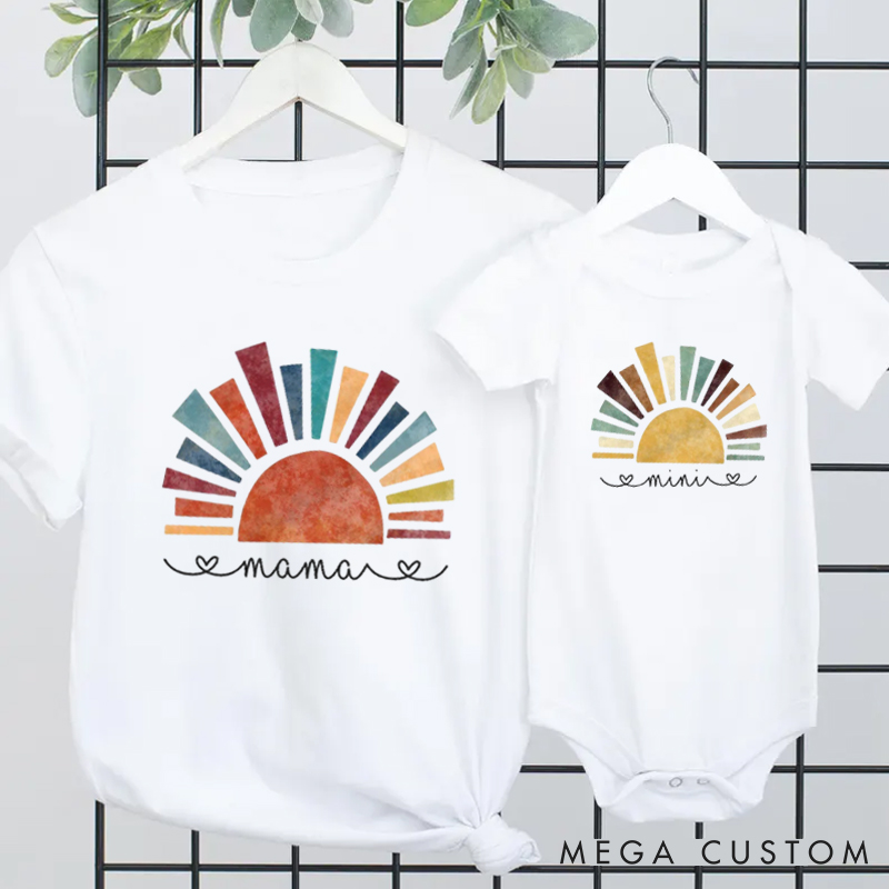 Personalized Mama and Mini Mommy and Me Boho Sun Style Matching Outfit