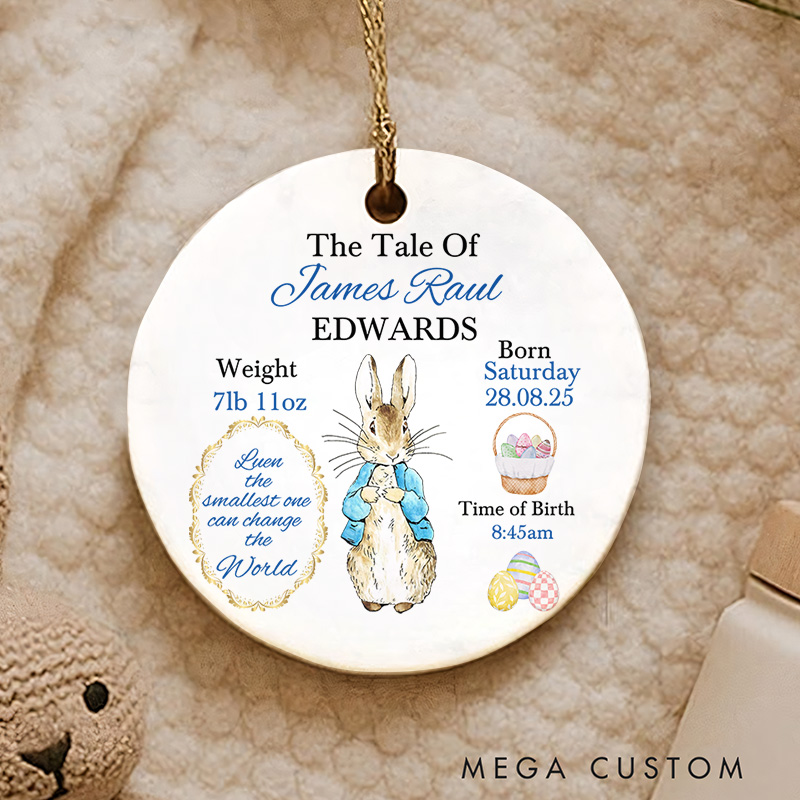 Personalized Peter/Flopsy Rabbit Baby Christmas Ornament Keepsake Gift for Christening