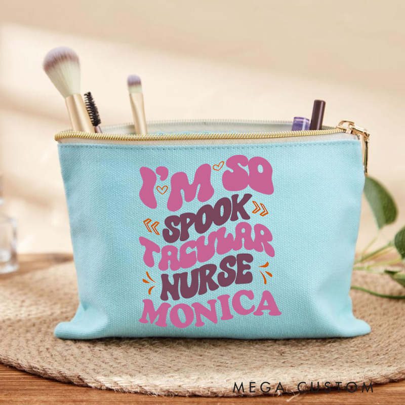 Personalized Makeup Bag for Nurse I'm So Spooktacular Nurse Design Fashion Cosmetic Bag Gift