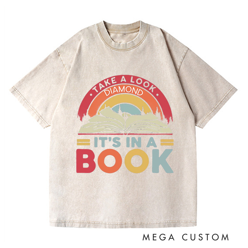 Personalized Reading Rainbow Washed T-Shirts Take a Look It’s in a Book Shirt Reading Vintage Retro Rainbow Shirt with Name Reading Book Gift Shirt Book Lover T Shirt