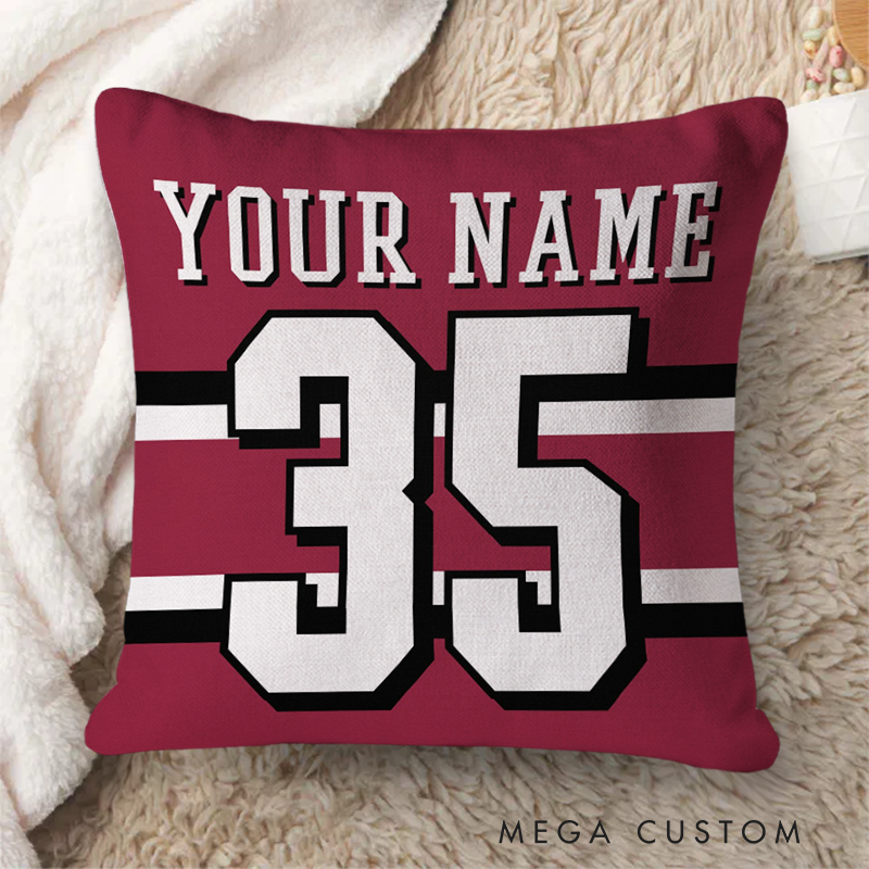 [Copy]Personalized American Football and Rugby Pillow with Two-Color Striped Design, Custom Name, and Number