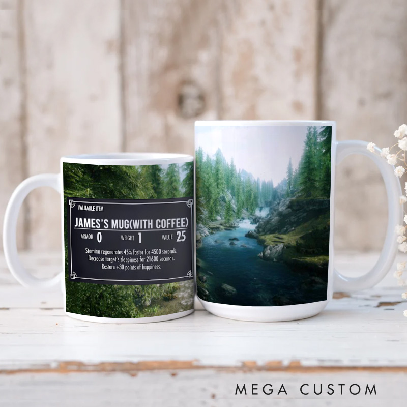Personalized Scrolls Inspired Mug Video Game Coffee Mug Geek Gaming Nerd Mug