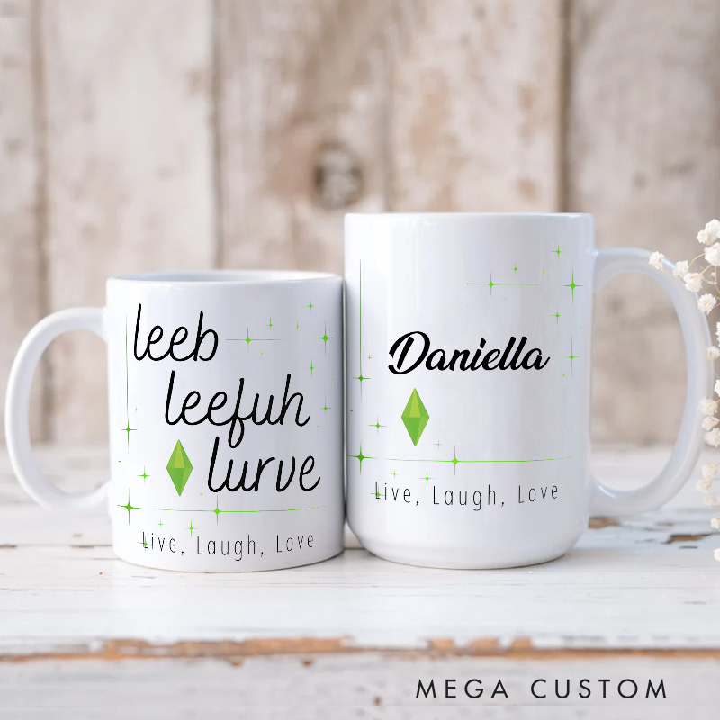 Personalized Live Laugh Love Mug Video Game Simmers Coffee Mug Geek Gaming Nerd Mug