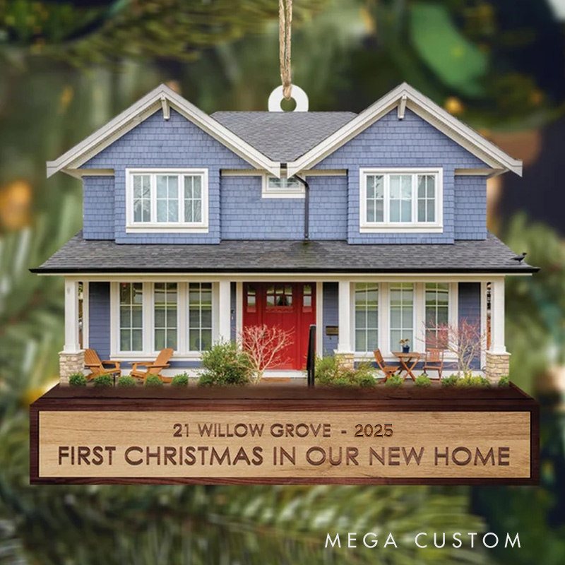 Personalized First Christmas in Our New Home Ornament 2025 Custom House Address Keepsake Personalized Ornament for Families or New Homeowners