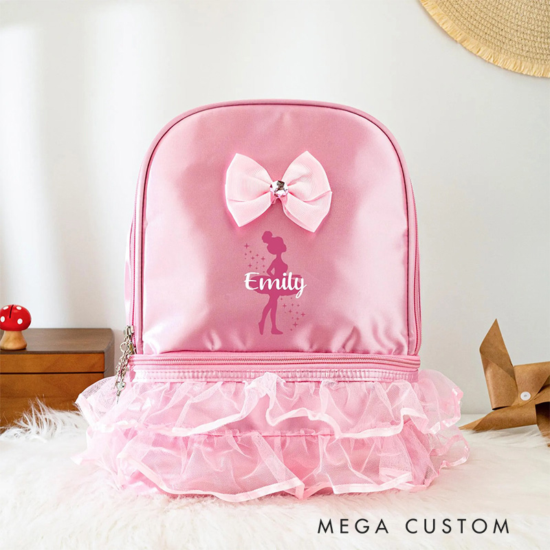 Personalized Ballet Silhouette Dance Bag for Girls Cute Backpack Pink Ballet Dance Bag Gymnastic Cheer Girls Christmas Gifts Back To School Gifts