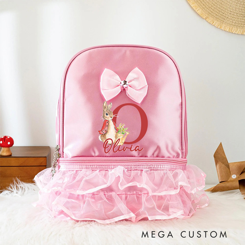 Personalized Cartoon Bunny Dance Bag for Girls Cute Backpack Pink Ballet Dance Bag Gymnastic Cheer Girls Christmas Gifts Back To School Gifts