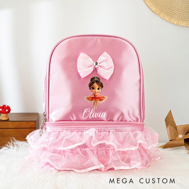 Personalized Classic Cartoon Ballerina Dance Bag for Girls Cute Backpack Pink Ballet Dance Bag Gymnastic Cheer Girl Christmas Gift Back To School Gift