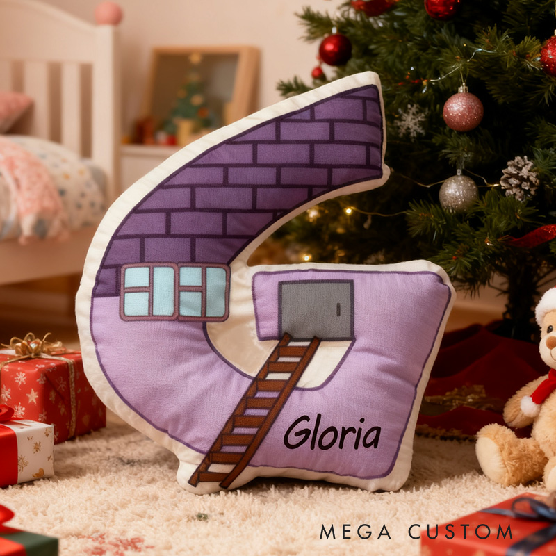Personalized Letter Housewarming Pillow Graphic 3D Print Custom Name Cozy Home Decor with Festive Purple House Soft Accent Cushion New Home Gift